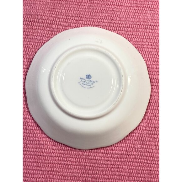 VTG Royal Albert Paradise Blue Floral Bone China Cup Saucer Gold Trim England - Picture 6 of 14